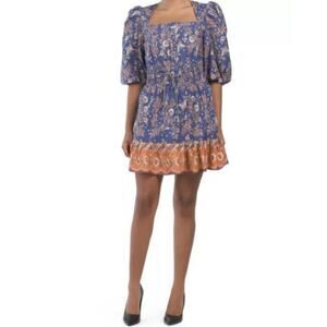 Revolve House of Harlow 1960 Floral Puff Sleeve Mini Dress Boho Small